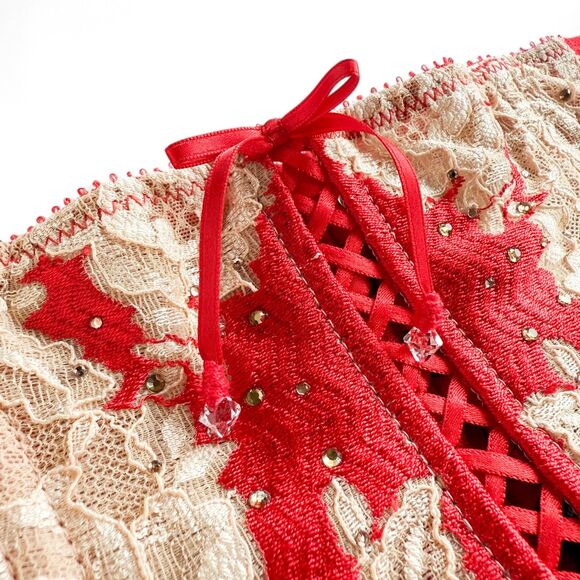 NEW Victoria's Secret Very Sexy Red Waist Cincher Corset Garter Lace Women's M/L - Picture 4 of 12